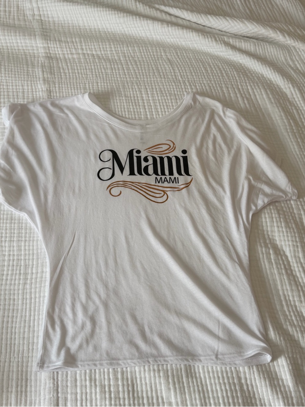NWOT Bella Canvas White Tee with Black and Tan Miami Graphic